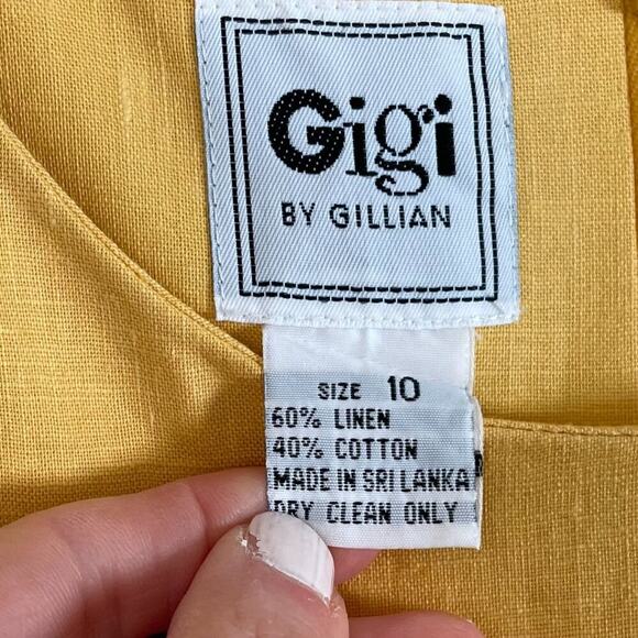 Yellow/Gold Linen Blend Tiered Short Sleeve Sheath Dress, Size 10 - Picture 8 of 12